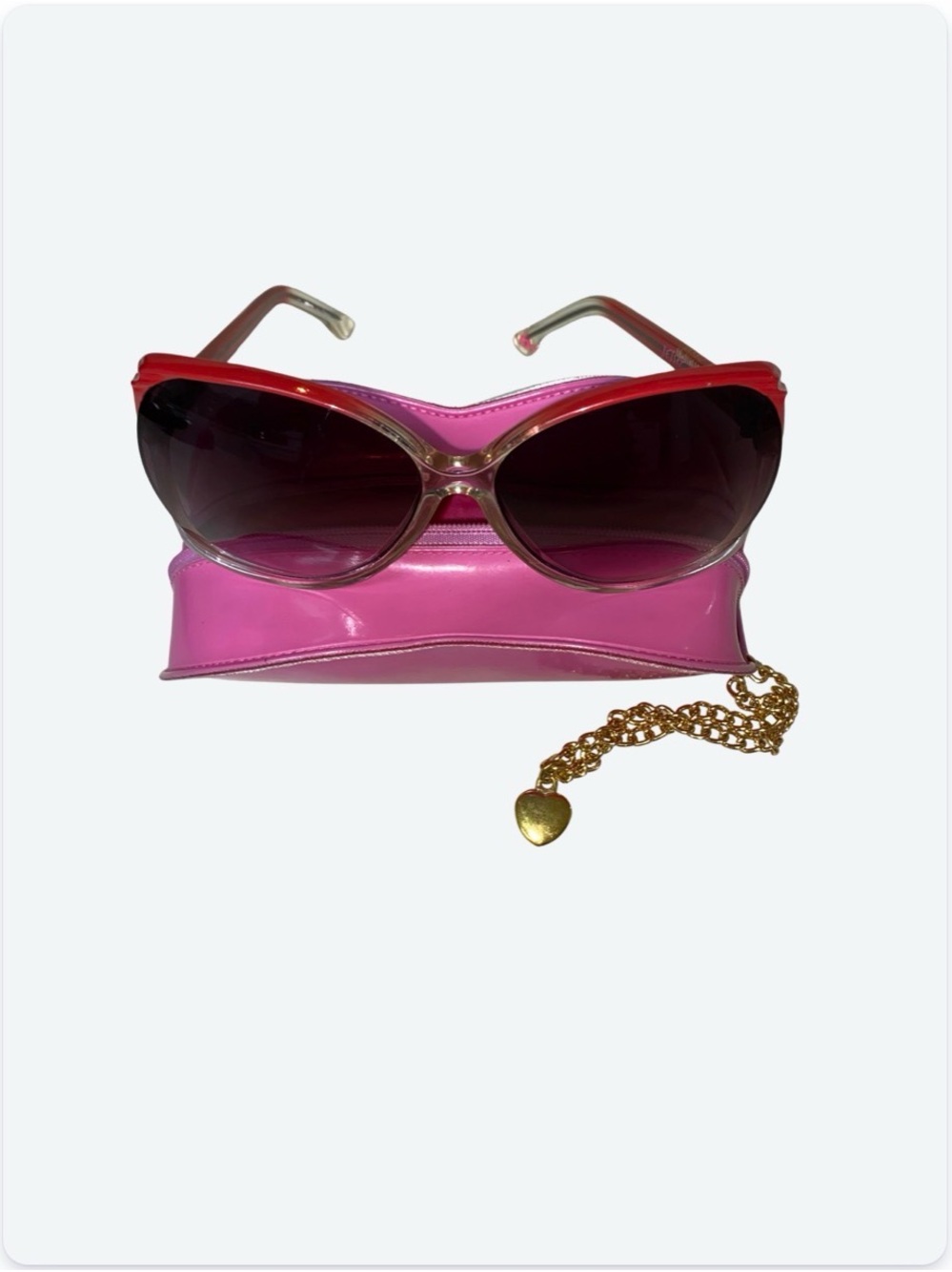 Betsey Johnson Gradient Sunglasses & Sunglasses Case with Gold Charm